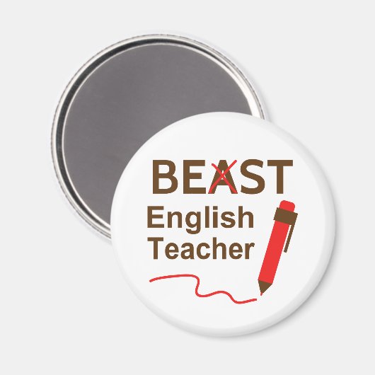 Funny Beast oder Best English Teacher Magnet (Vorderseite/Rückseite)