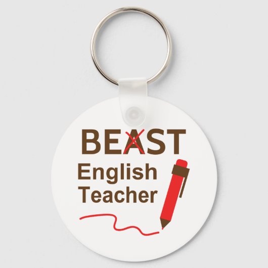 Funny Beast oder Best English Teacher Schlüsselanhänger (Vorderseite)