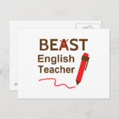 Funny Beast oder Best English Teacher Wertschätzun Postkarte (Vorne/Hinten)