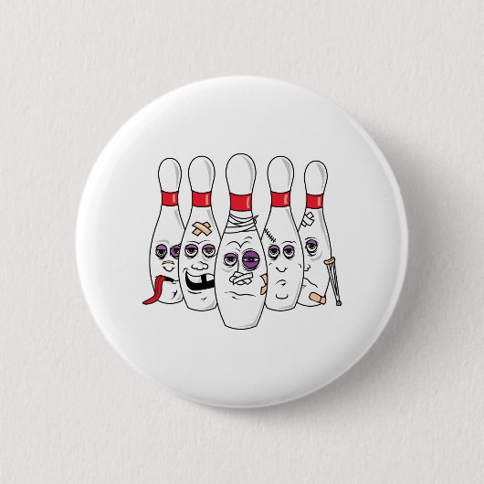 Funny Beat Up Bowling Buttone Button (Vorderseite)