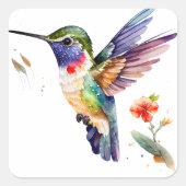 Funny & Beautiful Hummingbirds for Bird Lovers on Quadratischer Aufkleber (Vorderseite)