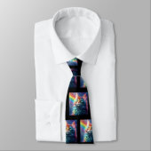 Funny Beautiful Rainbow Cat Painting Neck Tie Krawatte (Gebunden)