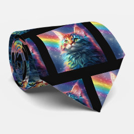 Funny Beautiful Rainbow Cat Painting Neck Tie Krawatte