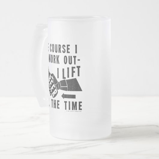 Funny Beauty Work Out Spaß in Black Mattglas Bierglas (Vorderseite Links)