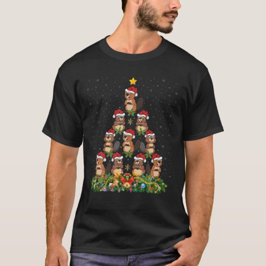 Funny Beaver Animal Lover Santa Beaver Weihnachten T-Shirt (Vorderseite)