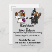 Funny Beaver Brie and Groom Wedding Einladung (Vorne/Hinten)