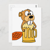 Funny Beaver Drink Bier Postkarte (Vorne/Hinten)