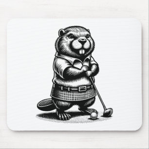 Funny Beaver Golfer Swing Golfspielen Rodent Sport Mousepad