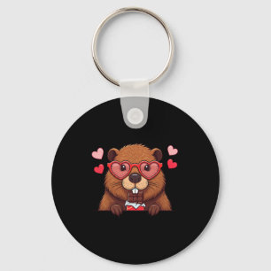 Funny Beaver Heart Chocolate Valentine Womens Mens Schlüsselanhänger