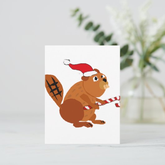 Funny Beaver in Weihnachtsmannmütze Weihnachten Ku