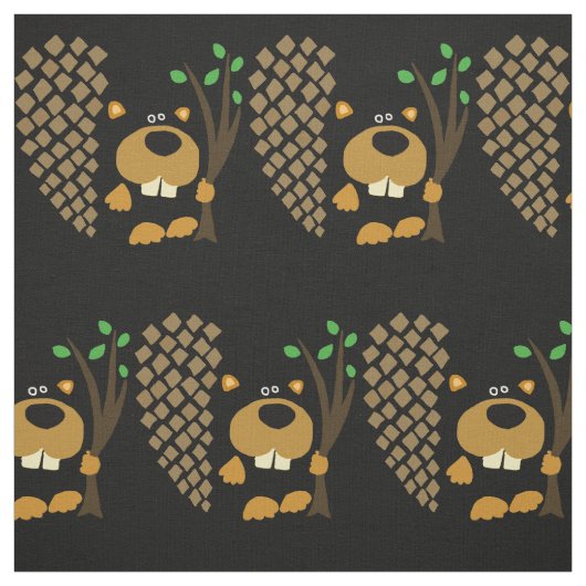 Funny Beaver mit Baum Art Stoff (Muster)