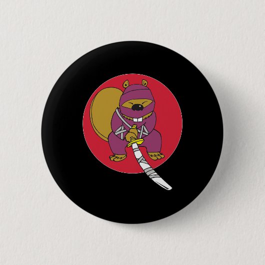 Funny Beaver. Ninja Beaver Button (Vorderseite)