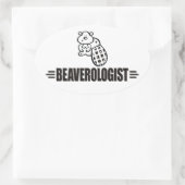 Funny Beaver Ovaler Aufkleber (Tasche)