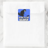 Funny Beaver Quadratischer Aufkleber (Tasche)