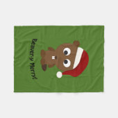 Funny Beaver-y Merry! Santa Beaver Fleecedecke (Vorderseite (Horizontal))