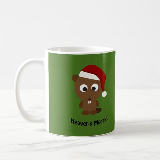 Funny Beaver-y Merry! Santa Beaver Kaffeetasse (Links)