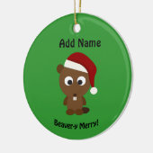 Funny Beaver-y Merry! Santa Beaver Keramikornament (Links)