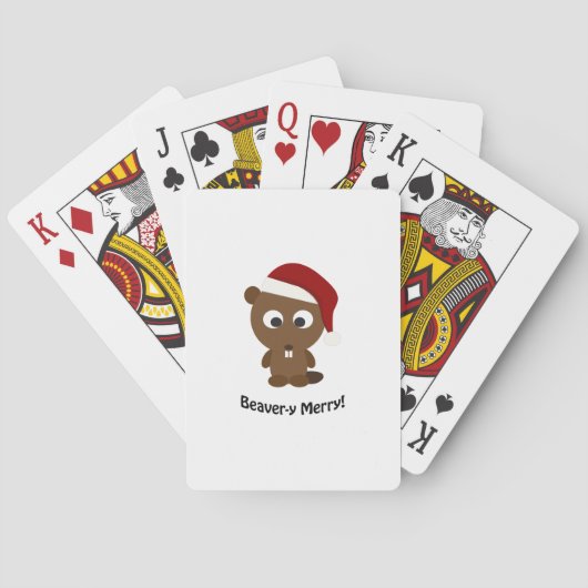 Funny Beaver-y Merry! Santa Beaver Spielkarten (Rückseite)