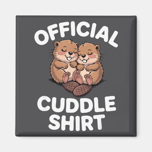 Funny Beavers Hugging Cuddle Magnet (Vorne)