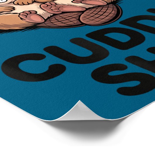 Funny Beavers Hugging Cuddle Poster (Ecke)