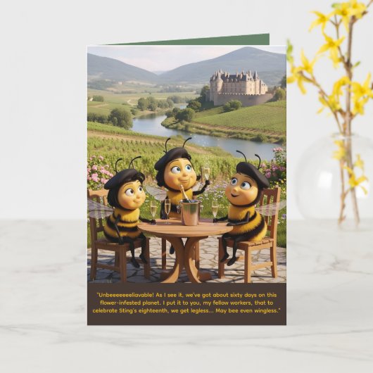 Funny Bee Birthday Card Karte (Gelbe Blume)