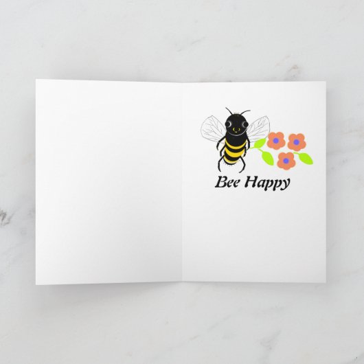 Funny Bee Birthday Card, Name hinzufügen Karte (Innenseite)