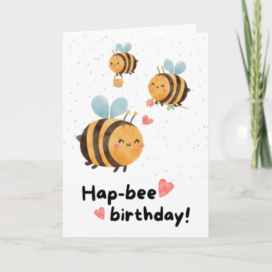 Funny Bee Birthday Karte (Vorderseite)