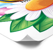 FUnny Bee Cartoon auf Daisy Poster (Ecke)