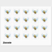 Funny Bee Cartoon With Big Wings Sticker (Blatt)
