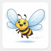 Funny Bee Cartoon With Big Wings Sticker (Vorderseite)