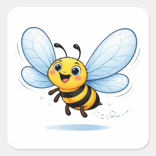 Funny Bee Cartoon With Big Wings Sticker (Vorderseite)