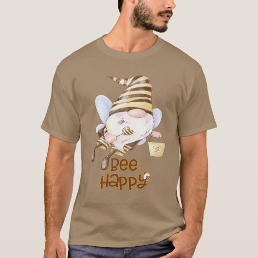 Funny Bee Gnome mit Pail of Honey T-Shirt (Vorderseite)