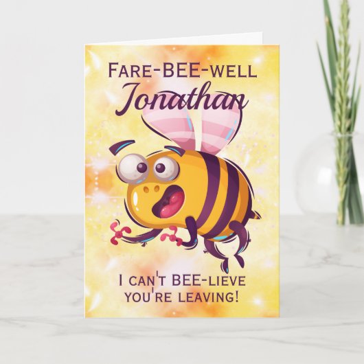 Funny Bee Goodbye Verlassend Karte (Vorderseite)