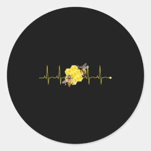 Funny Bee Heartbeat Natur Buzzing Insect Lov Runder Aufkleber