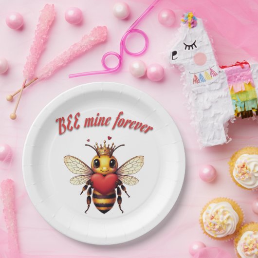 Funny Bee Pun Valentine Pappteller (Party)
