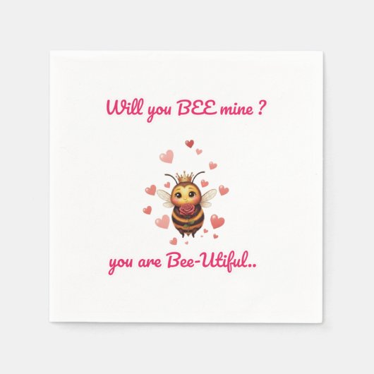 Funny Bee Pun Valentine Serviette (Vorderseite)