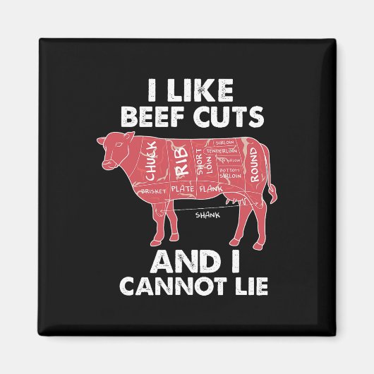 Funny Beef Cuts Chart I Grillen Butcher Magnet (Vorne)