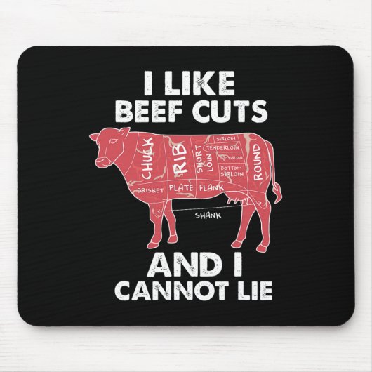 Funny Beef Cuts Chart I Grillen Butcher Mousepad (Vorne)