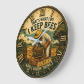 Funny Beekeepe That's What I Do I Keep Bees Rustic Große Wanduhr (Winkel)