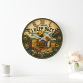 Funny Beekeepe That's What I Do I Keep Bees Rustic Große Wanduhr (Zuhause)