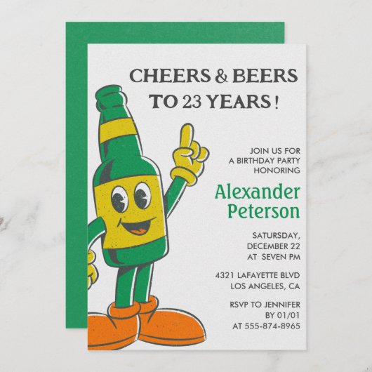 Funny Beer 23. Geburtstag Einladungen Vintag Männe (Vorne/Hinten)