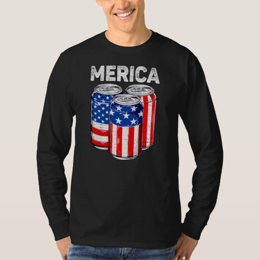 Funny Beer American Flag USA 4. Juli trinken T-Shirt (Vorderseite)