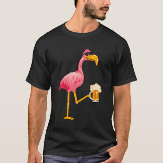 Funny Beer and Flamingo Lover - Flamingo Wearing S T-Shirt