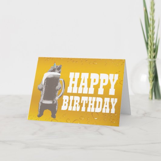 Funny Beer Bear Happy Birthday Cards Karte (Vorderseite)