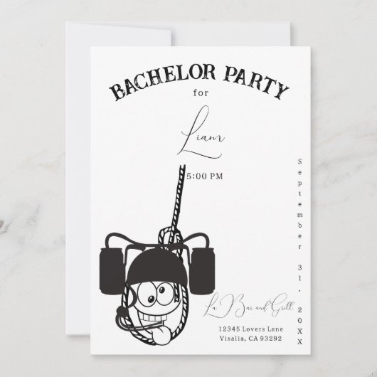 Funny Beer Black and White Bachelor Einladung (Vorderseite)