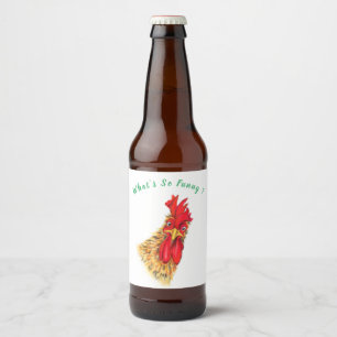 Funny Beer Bottle Label mit überraschendem Rooster Bierflaschenetikett