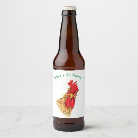 Funny Beer Bottle Label mit überraschendem Rooster Bierflaschenetikett (Vorderseite)