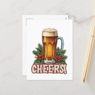 Funny Beer Cheer Wortart Bar Feiertagspostkarte