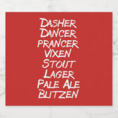 Funny Beer Christmas Holiday Reindeer Names Bierflaschenetikett (Einzelnes Label)