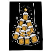 Funny Beer Christmas Tree Holiday Drinking Mittlere Geschenktüte (Rückseite)